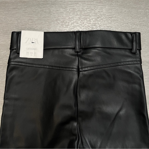 ZARA BLACK LEATHER LEGGING PANTS - Picture 4 of 4